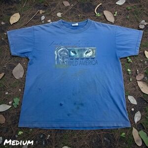 VTG 90s Jackson Hole Wyoming T-Shirt Mens MED Gray Wolf Delta Pro Weight USA